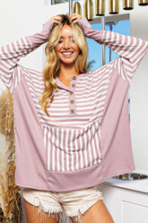 BiBi striped thumbhole long sleeve top front view