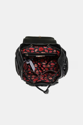 Interior view of Nicole Lee sequin patch backpack