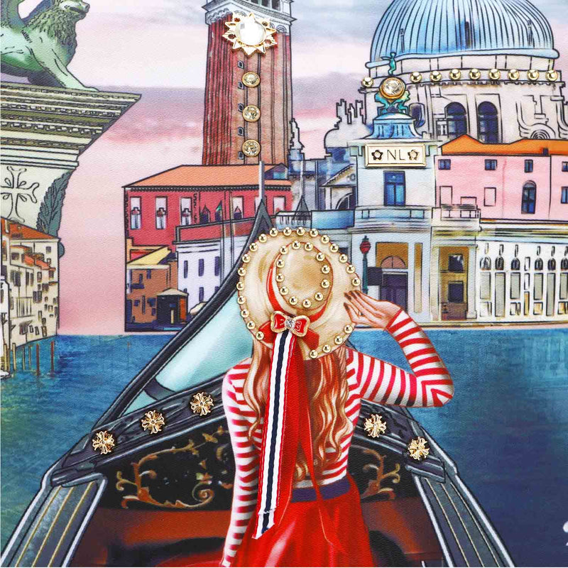 Venice illustration on Nicole Lee USA bucket backpack