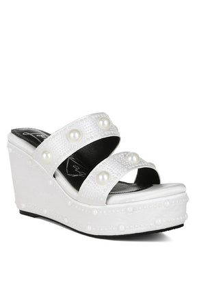 Django Pearl Embellished Wedge Sandals side view