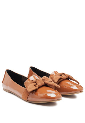 Tan Pecan Pie Loafer with bow detail