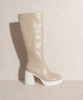 Beige Oasis Society Juniper platform knee-high boots