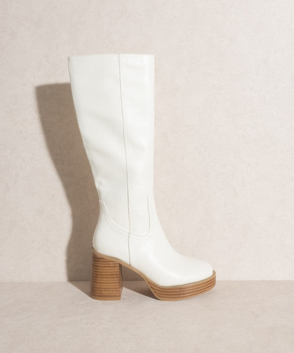 White Oasis Society Juniper platform knee-high boots