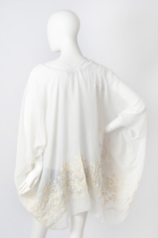 Floral Embroidered Stitch Kimono