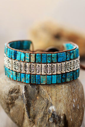 Turquoise triple layer natural stone bracelet