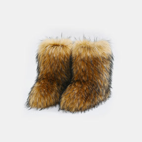 Caramel thermal fuzzy platform boots