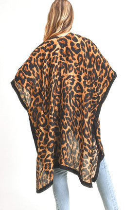 Leopard Animal Print Long Kimono Cardigan