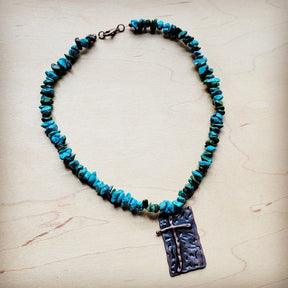 Natural Turquoise Collar Necklace w/ Cross Pendants