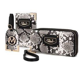 MKF Darla Snake Travel Set in black and white by Mia K