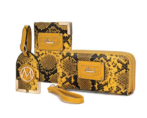 MKF Darla Snake Travel Set in yellow by Mia K