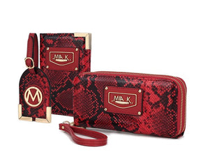 MKF Darla Snake Travel Set in red by Mia K