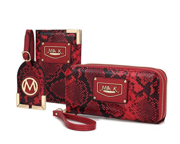 MKF Darla Snake Travel Set in red by Mia K