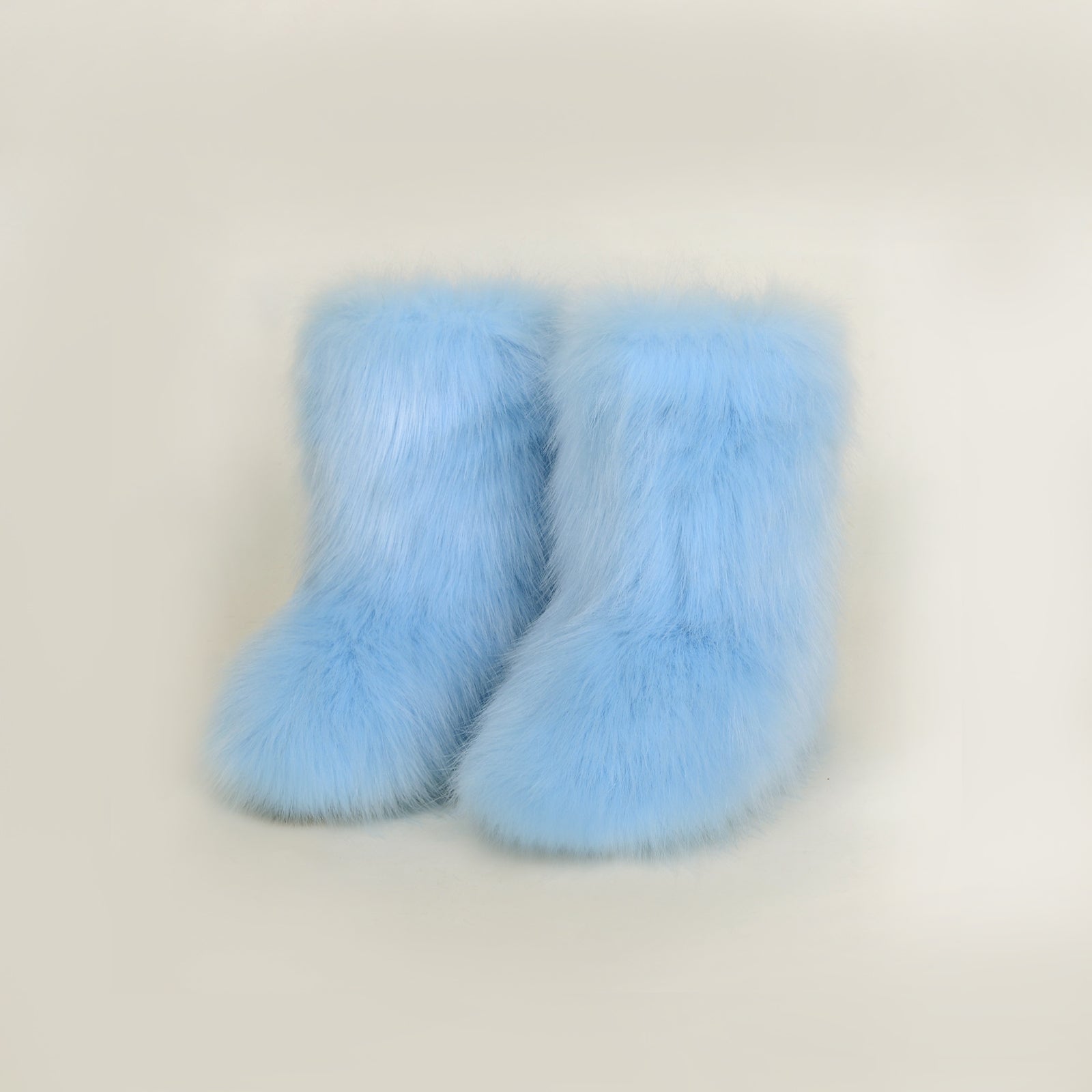 Pastel blue thermal fuzzy platform boots