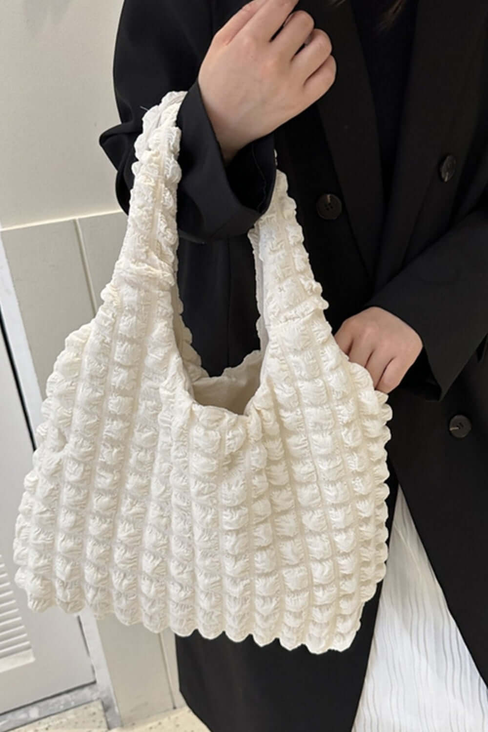 White Zenana Cloud Puffy Shoulder Tote Bag