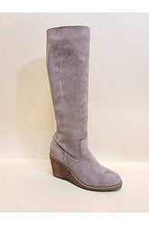 NAVAEH-WEDGES knee high taupe boots