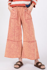 SAGE + FIG mineral washed terry wide leg pants front view