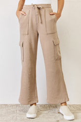 RISEN high waist cargo wide leg pants front view