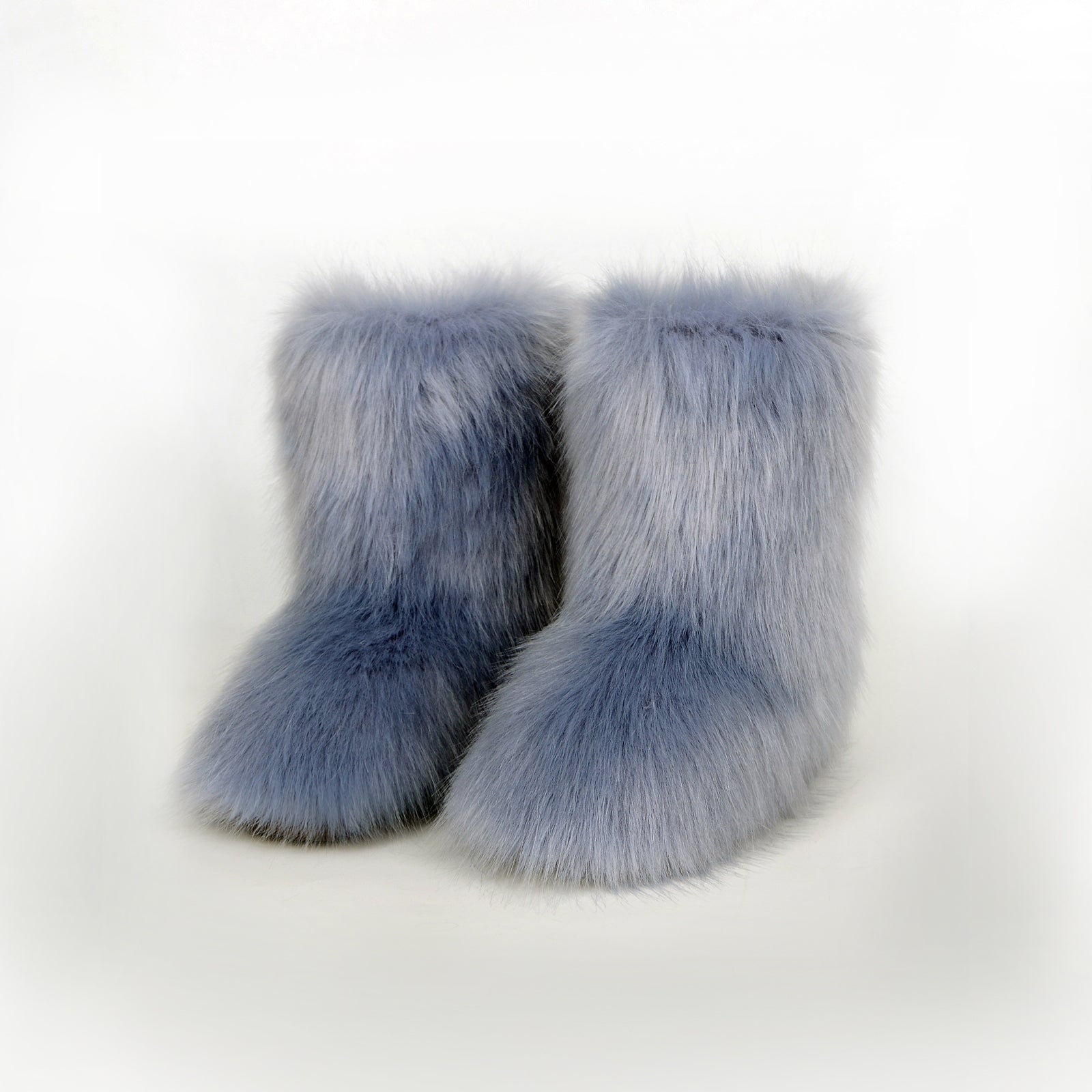 Dusty blue thermal fuzzy platform boots