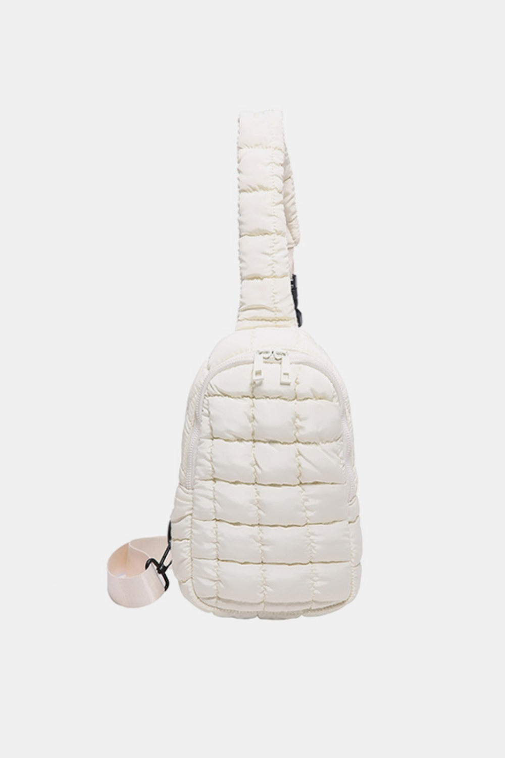 Ivory quilted nylon crossbody bag