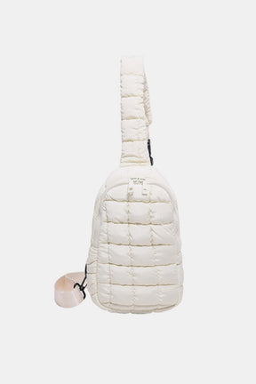 Ivory quilted nylon crossbody bag