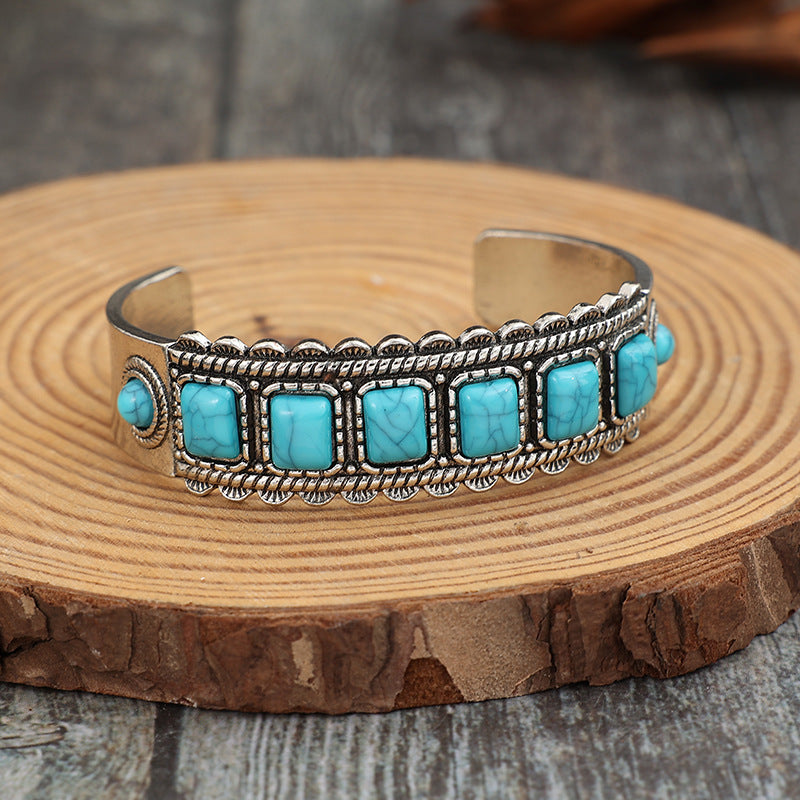 Silver-plated bracelet with turquoise stones