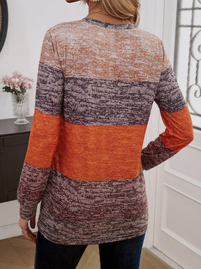 Terracotta decorative button round neck long sleeve T-shirt back