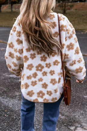 Flower button-up long sleeve jacket, back view