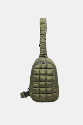 Army green quilted nylon crossbody bag