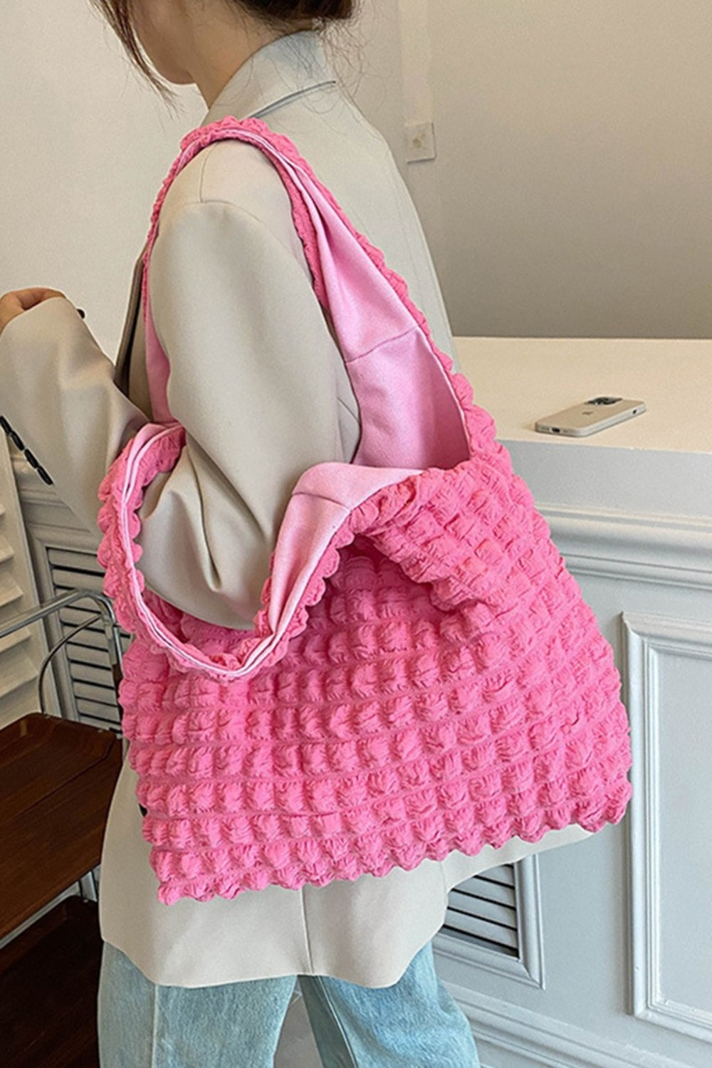 Pink Zenana Cloud Puffy Shoulder Tote Bag