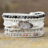 Natural stone layered bracelet with agate centerpiece