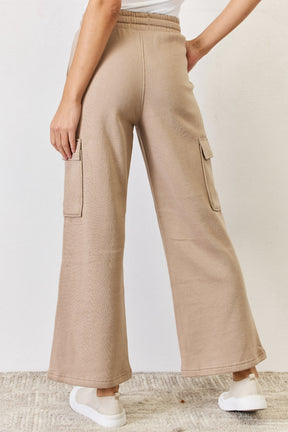 RISEN high waist cargo wide leg pants back view