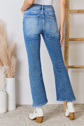 RISEN high rise ankle flare jeans back view