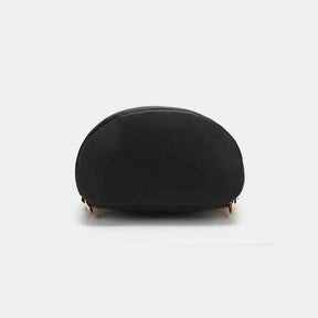 Bottom view of Nicole Lee USA bucket backpack in black