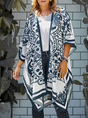 Stylish printed cover-up with blue and white design