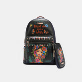 Nicole Lee USA printed vegan leather backpack with pouch