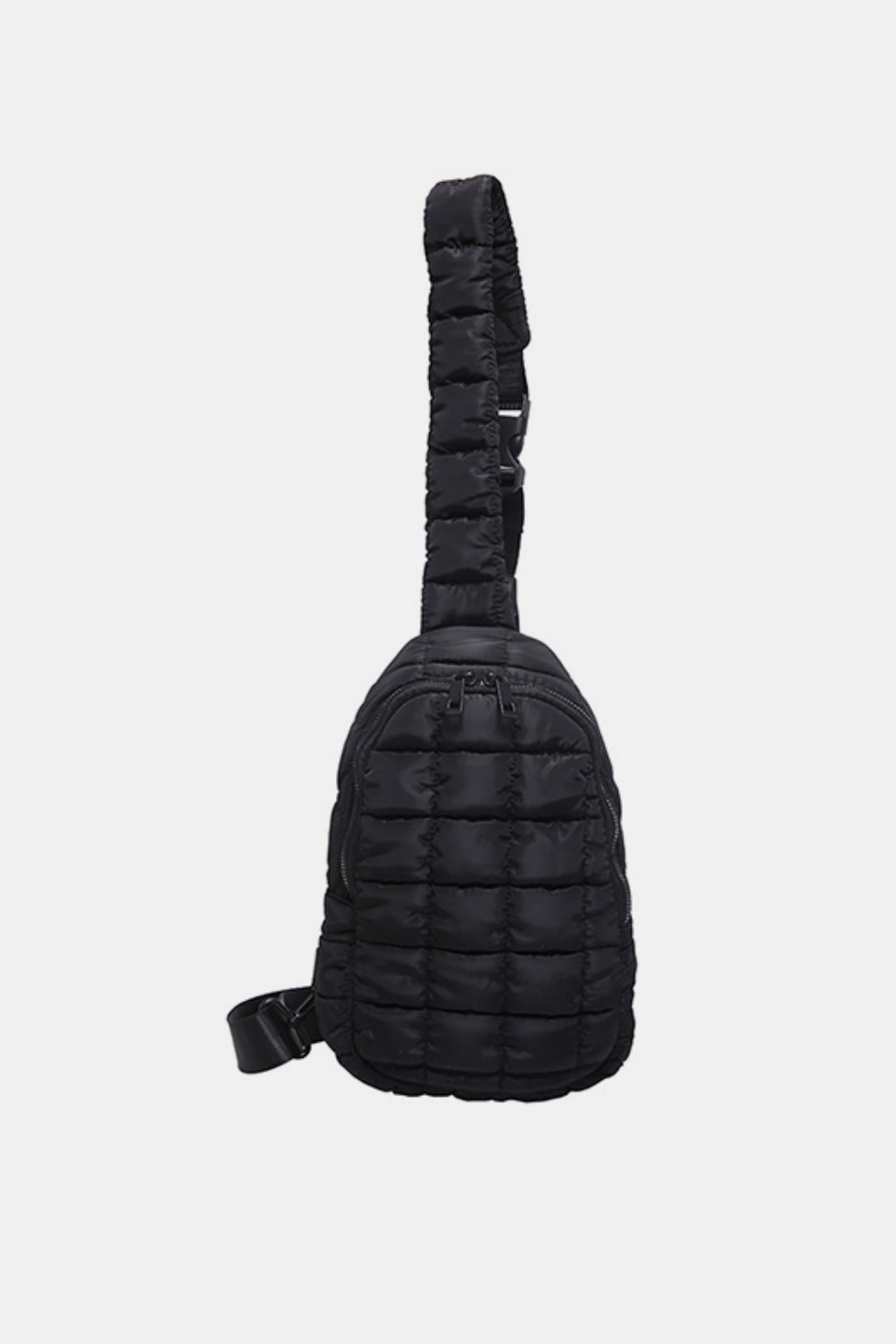 Black quilted nylon crossbody bag