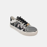 Side view of Nicole Lee USA printed vegan leather sneaker