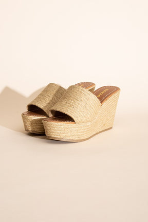 Bounty-S Wedge Platform Heels in tan, side view