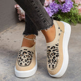 Leopard round toe platform sneakers with floral background