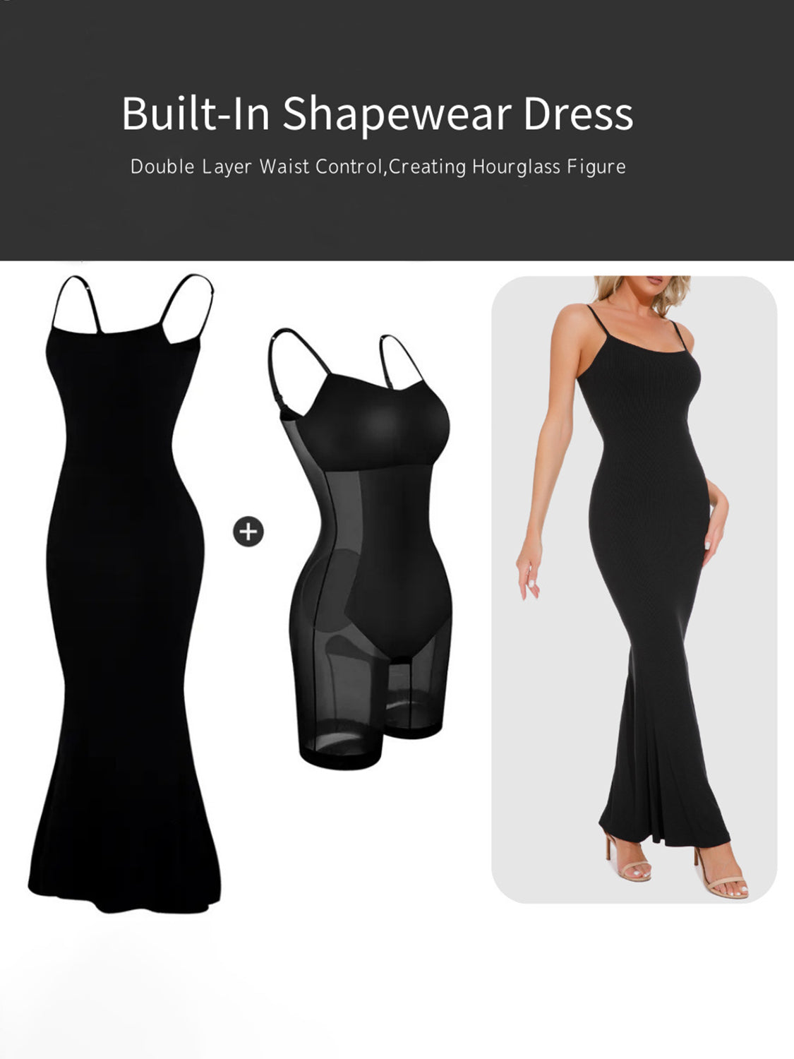 Built-in shapewear dress with waist control