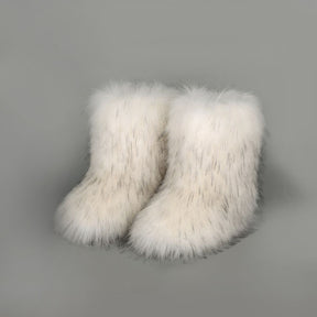 White thermal fuzzy platform boots