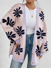 Contrast Dropped Shoulder Long Sleeve Cardigan