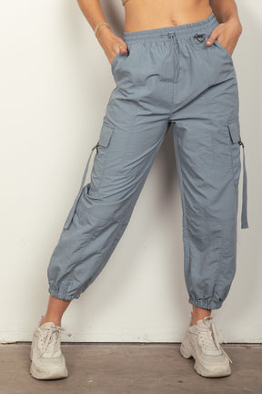 Front view of VERY J elastic waist woven cargo pants