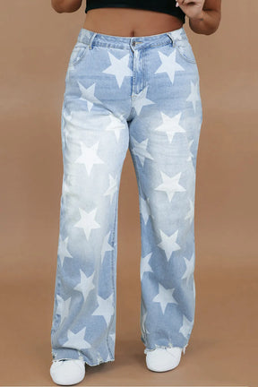 Plus Size Star Straight Leg Jeans front view