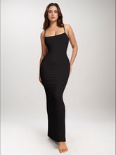 Black sleeveless maxi dress with built-in shapewear